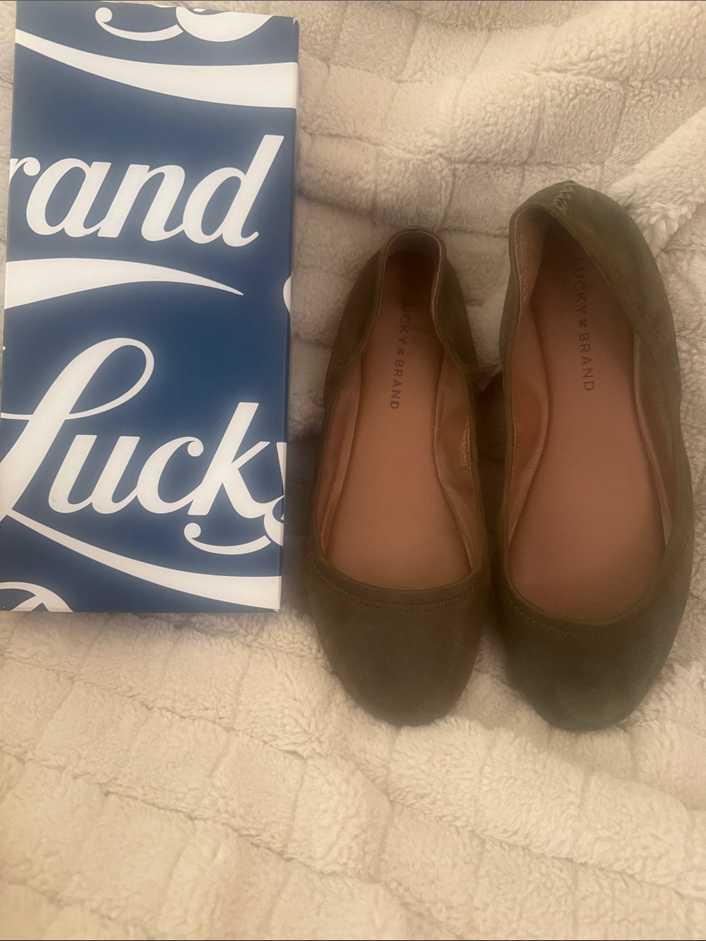 Lucky Brand Olive Green Suede Ballet Flats